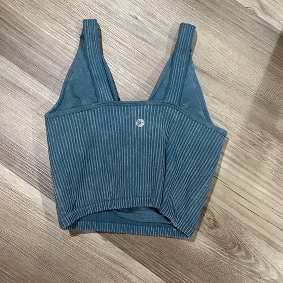 Blue Ribbed Women's Top - Picture 2 of 3